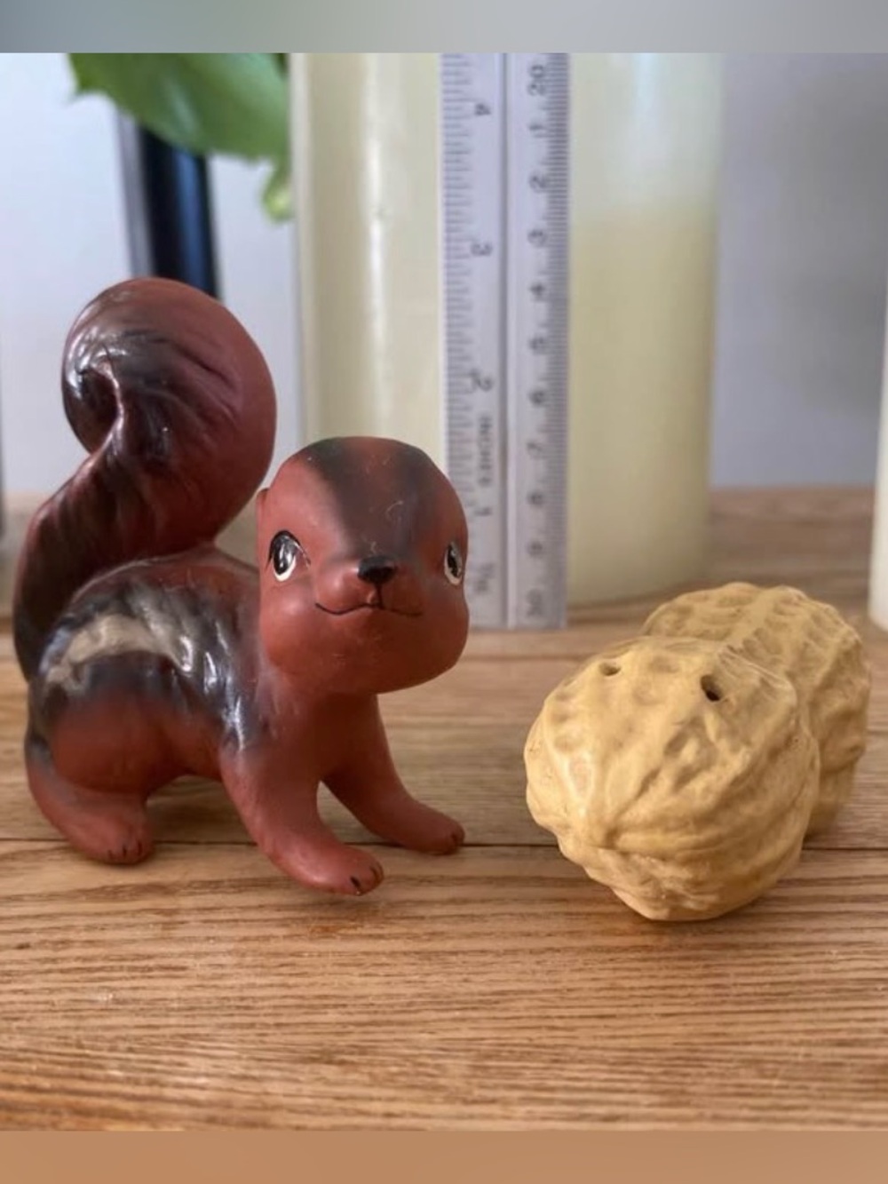 Vintage Mid-Century Ceramic Chipmunk & Peanut Salt and Pepper Shakers